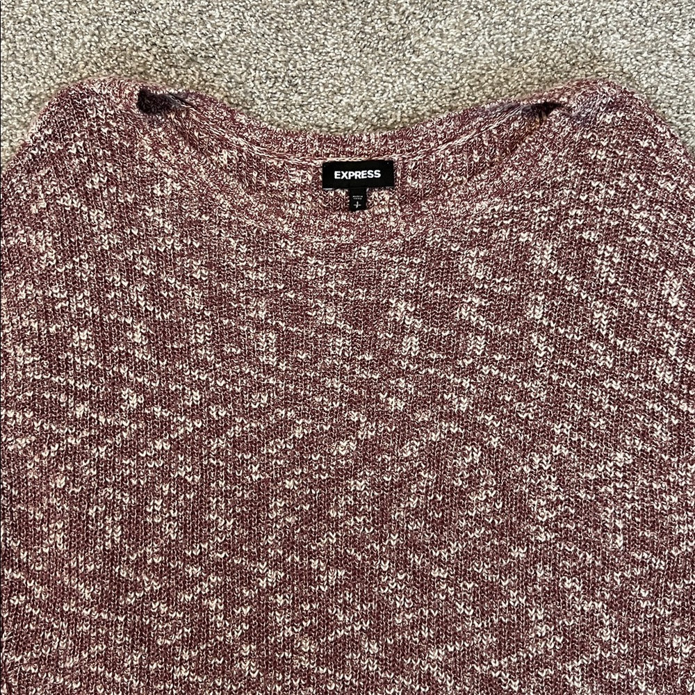 Express Maroon‎ High-Low Crew Neck Sweater - Picture 5 of 8